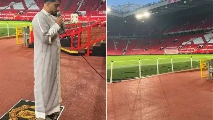 أذان يصدح في ملعب أولد ترافورد معقل نادي مانشستر يونايتد الإنجليزي