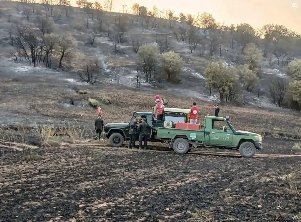 الهلال الأحمر يواصل جهوده الإغاثية في المناطق المتضررة من الحرائق