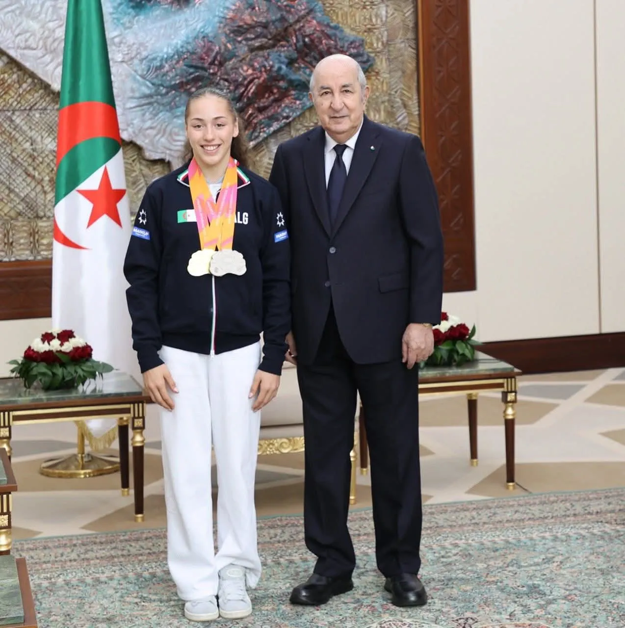 رئي الجمهورية يستقبل البطلة الأولمبية العالمية كيليا نمور