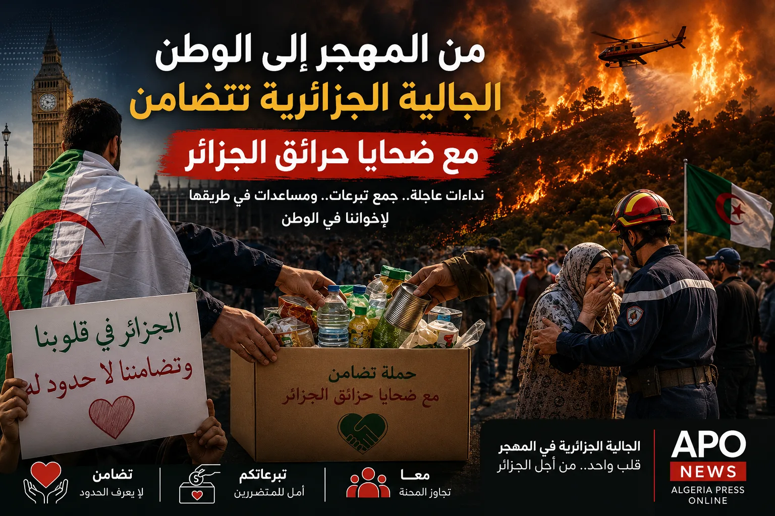 حرائق الجزائر تستنفر الجالية الوطنية عبر العالم