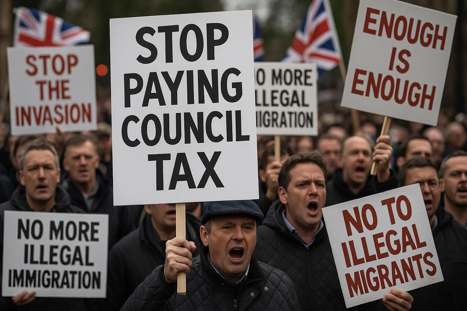 بريطانيا..محتجون ضد المهاجرين يحرضون على وقف دفع ضريبة المجالس المحلية