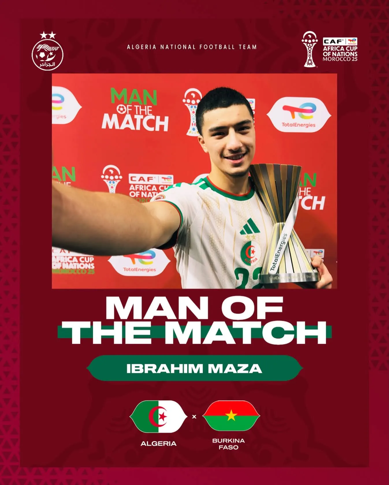 إبراهيم مازة ينال جائزة أفضل لاعب في مباراة بوركينافاسو