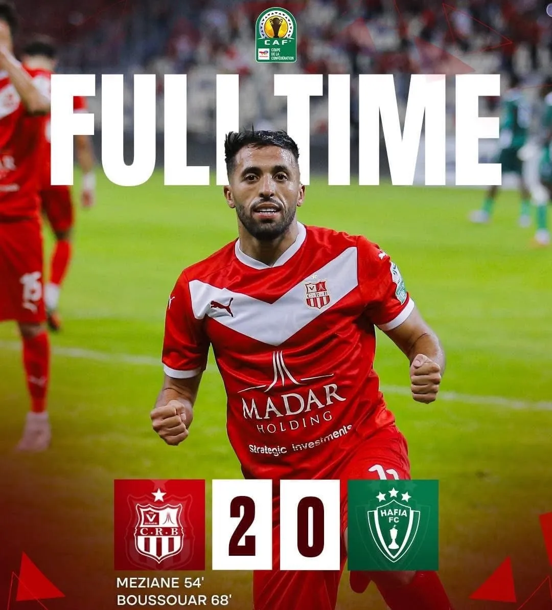 شباب بلوزداد يطيح بحافيا كوناكري (2-0) ويتأهل لدور المجموعات